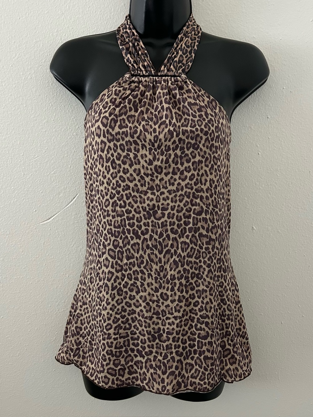 Vtg 90s Y2K Hot Kiss Mesh Leopard Animal Print Halter Top Sz M Going Out Mobwife